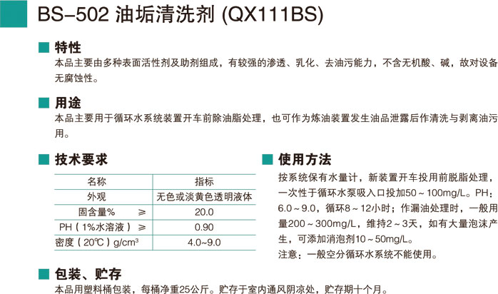 BS-502油垢清洗劑 (QX11